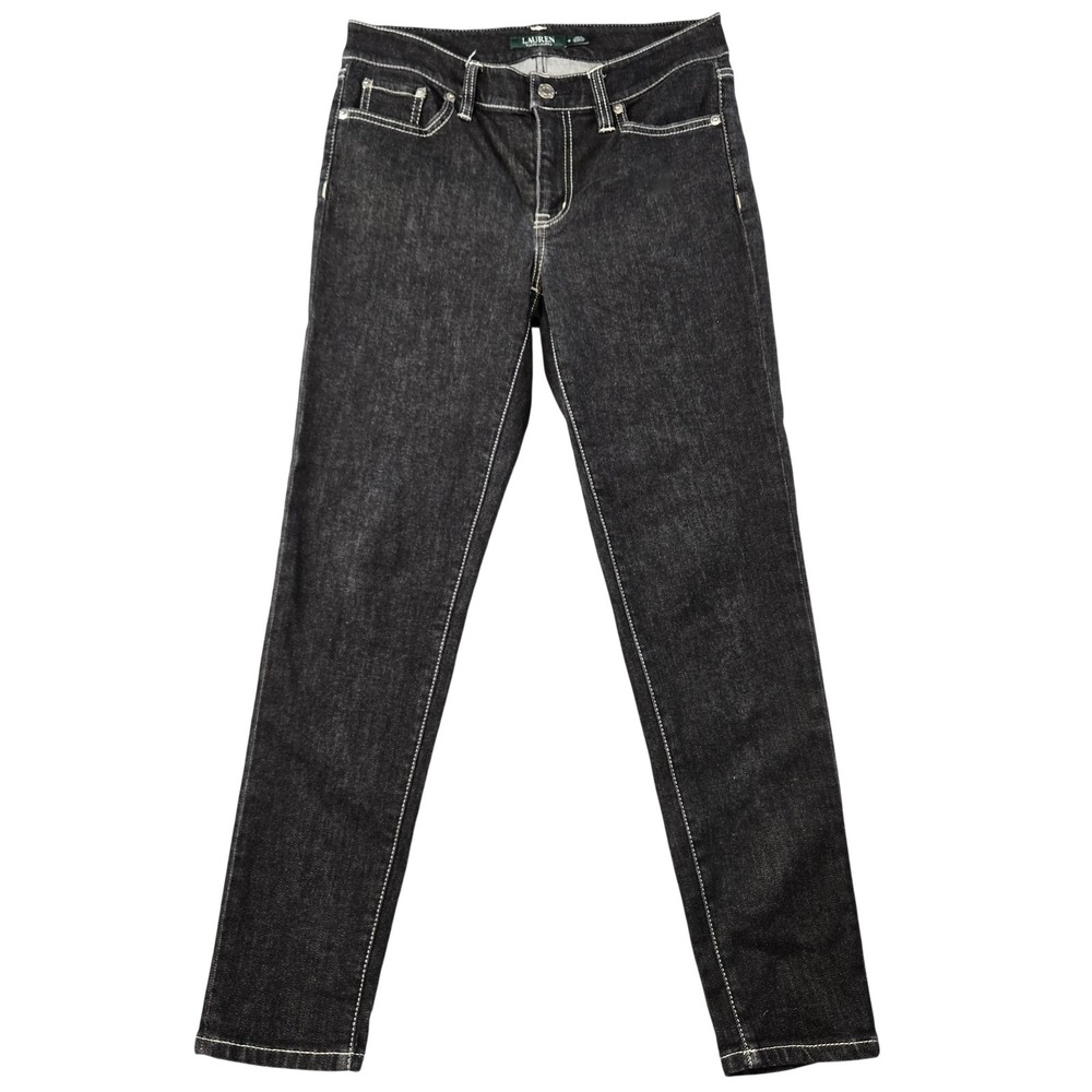 Lauren Ralph‎ Lauren Jeans Womens 4 Black Premier Skinny Ankle Charcoal 27x27.5